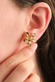 Heliophilia Silver Pendientes de Latón Dorados con Circonio